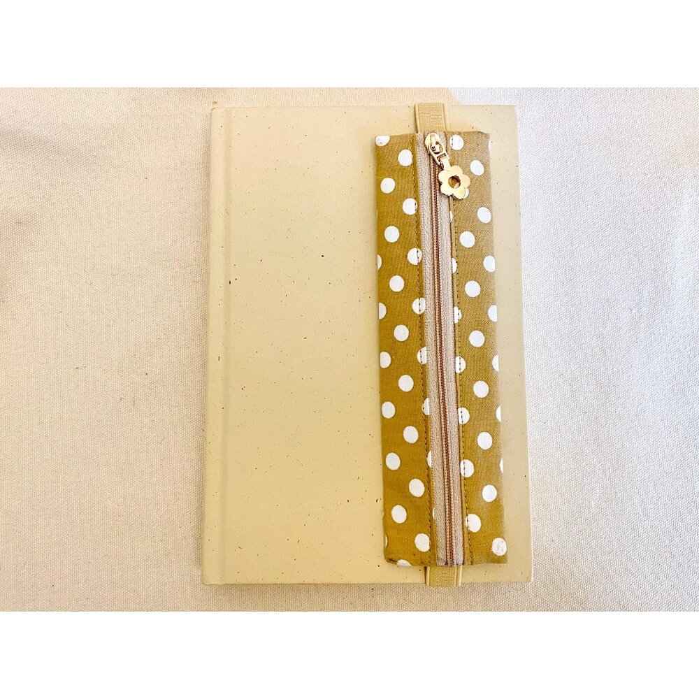 Polka Dot Elastic Bookmark Pen Holder with Zipper, Planner Pen Pouch, Journal